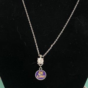 Women's Fashion Silver LSU Officially Licsened Necklace and Earring Set